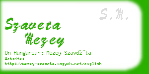 szaveta mezey business card